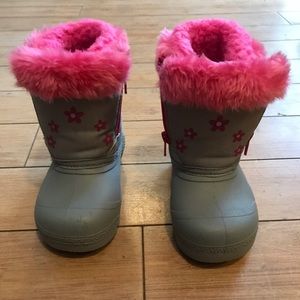 Skechers Kids Size 6 Snow Boots Pink Gray